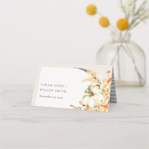 Tarjeta De Asiento Boda floral de la Calabaza Rusa de Caída Leafy Arc