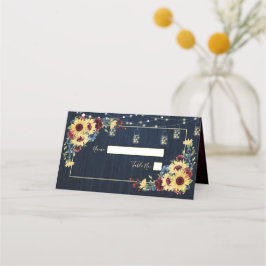 Tarjeta De Asiento Boda Floral de la Marina del Sol Azul de Borgoña