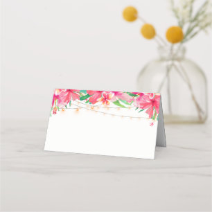 Tarjeta De Asiento Boda floral de las luces de cadena tropical