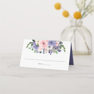 Tarjeta De Asiento Boda floral de lavanda púrpura rosa rubor