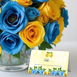 Tarjeta De Asiento Boda floral de limón soleado