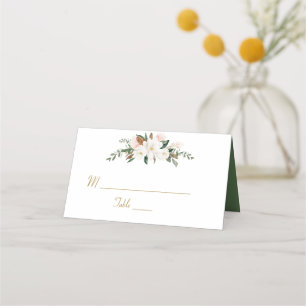 Tarjeta De Asiento Boda floral de magnolia blanca