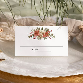 Tarjeta De Asiento Boda Floral de Navidades Red Gold