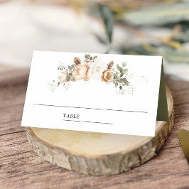 Tarjeta De Asiento Boda Floral de Oro Marfil Blanco Navidad