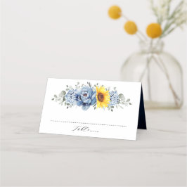 Tarjeta De Asiento Boda floral de pijama azul turquesa de girasol