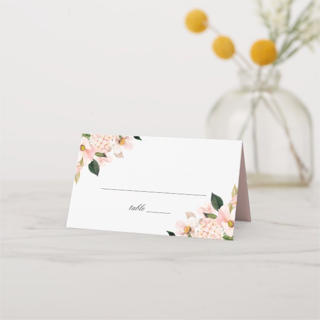 Tarjeta De Asiento Boda floral de primavera rosada (Anverso)