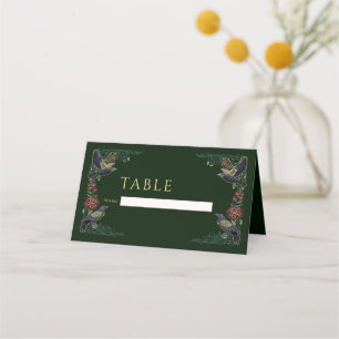 Tarjeta De Asiento Boda floral de Raven gótico encantado