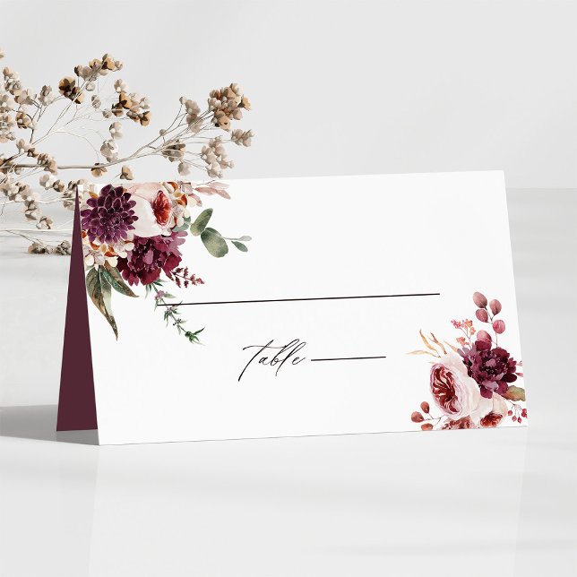 Tarjeta De Asiento Boda floral de romance otoñal personalizado (Subido por el creador)