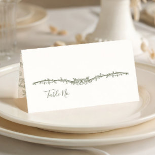Tarjeta De Asiento Boda floral de rosa verde Sage