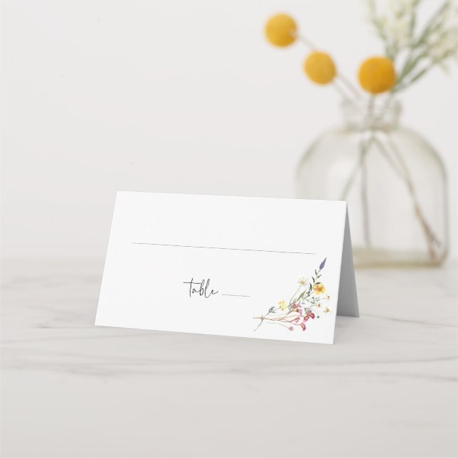 Tarjeta De Asiento Boda Floral de Wild Meadow (Anverso)