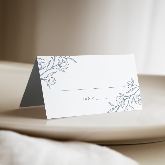 Tarjeta De Asiento Boda Floral Dusty Azul esquematizado (Subido por el creador)