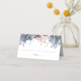 Tarjeta De Asiento Boda Floral Dusty Blue y Mauve