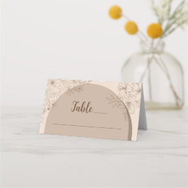 Tarjeta De Asiento Boda floral elegante en beige
