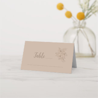 Tarjeta De Asiento Boda floral elegante en beige