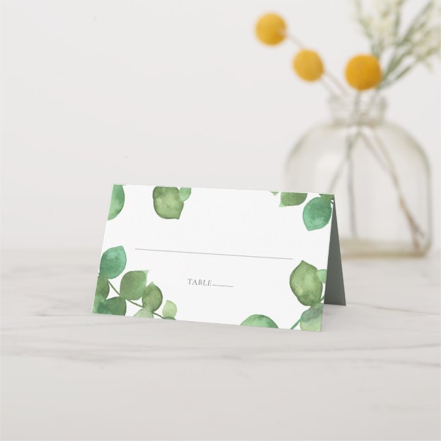 Tarjeta De Asiento Boda Floral Eucalyptus Boho Greenery (Anverso)
