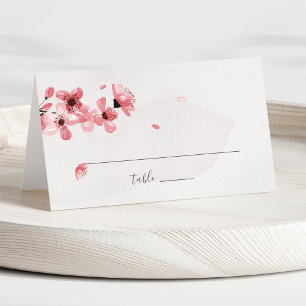 Tarjeta De Asiento Boda Floral Floral de cerezo rosa