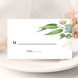 Tarjeta De Asiento Boda floral geométrica de eucalipto