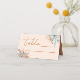 Tarjeta De Asiento Boda Floral Marrón Terroso de Letra Moderna