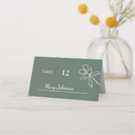 Tarjeta De Asiento Boda floral mínimo verde forestal