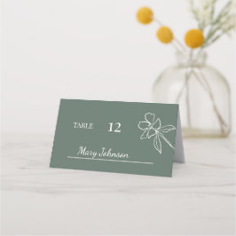 Tarjeta De Asiento Boda floral mínimo verde forestal