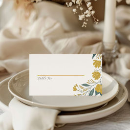 Tarjeta De Asiento Boda floral moderno de oro amarillo Buttercup