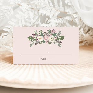 Tarjeta De Asiento Boda floral monograma boho rosa temperamental