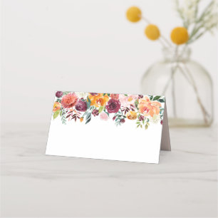 Tarjeta De Asiento Boda Floral Monograma Otoñal Rústica Rosa Borgoña