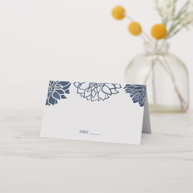 Tarjeta De Asiento Boda floral Navy Blue Dahlia (Anverso)