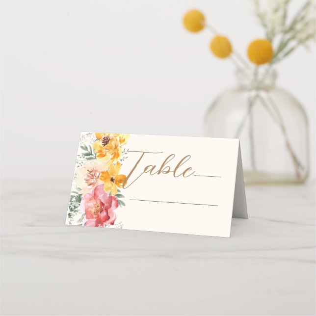 Tarjeta De Asiento Boda floral otoño (Anverso)