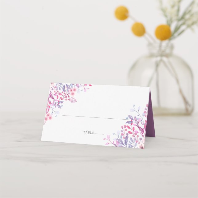 Tarjeta De Asiento Boda Floral Purple Country Wildflowers (Anverso)