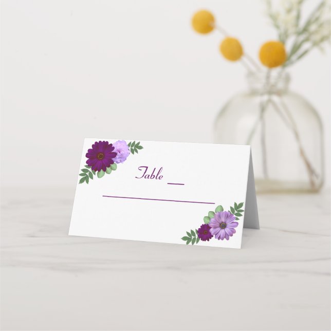 Tarjeta De Asiento Boda floral Purple Peony (Anverso)