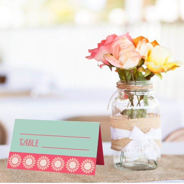 Tarjeta De Asiento Boda Floral Retro Boho Brillante Y Audaz (Subido por el creador)