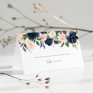 Tarjeta De Asiento Boda floral rosa azul de la armada caprichosa y Ru