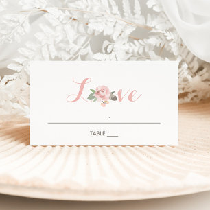 Tarjeta De Asiento Boda Floral Rosa Dorado Romántico Amor