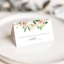 Tarjeta De Asiento Boda Floral Rosa Elegante Personalizada