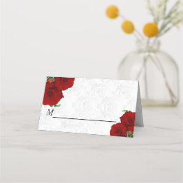Tarjeta De Asiento Boda Floral Rosa Roja Profunda