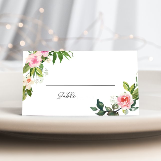 Tarjeta De Asiento Boda floral rosa suave (Subido por el creador)