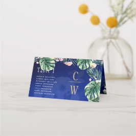 Tarjeta De Asiento Boda floral rosa verde tropical LeahG
