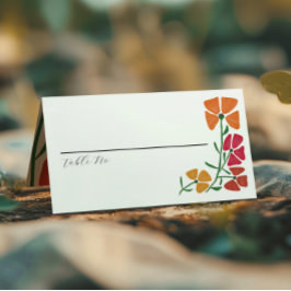 Tarjeta De Asiento Boda floral rosa y Naranja brillante y colorido