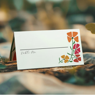 Tarjeta De Asiento Boda floral rosa y Naranja brillante y colorido