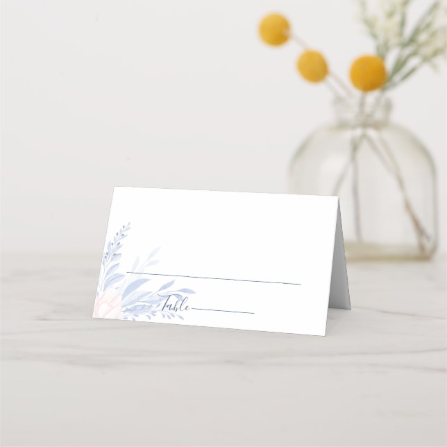Tarjeta De Asiento Boda floral rosado geométrico Duste Blue Gold (Anverso)