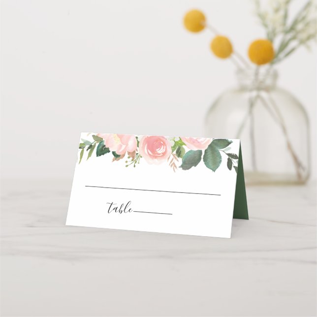 Tarjeta De Asiento Boda floral Rubor Pink Garden (Anverso)
