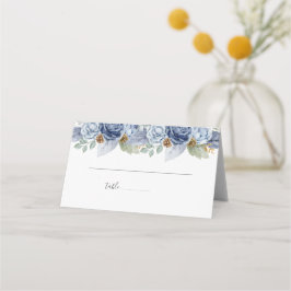 Tarjeta De Asiento Boda Floral Rustic Blue Winter