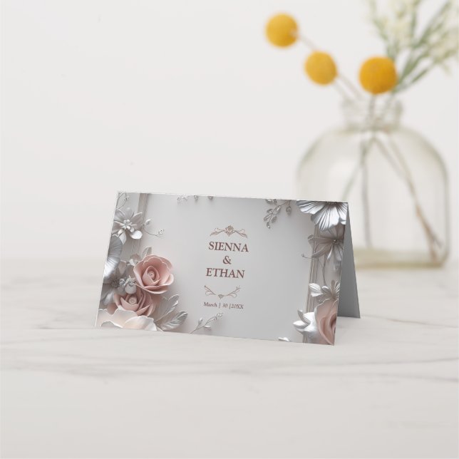 Tarjeta De Asiento Boda floral rustico elegante (Reverso)
