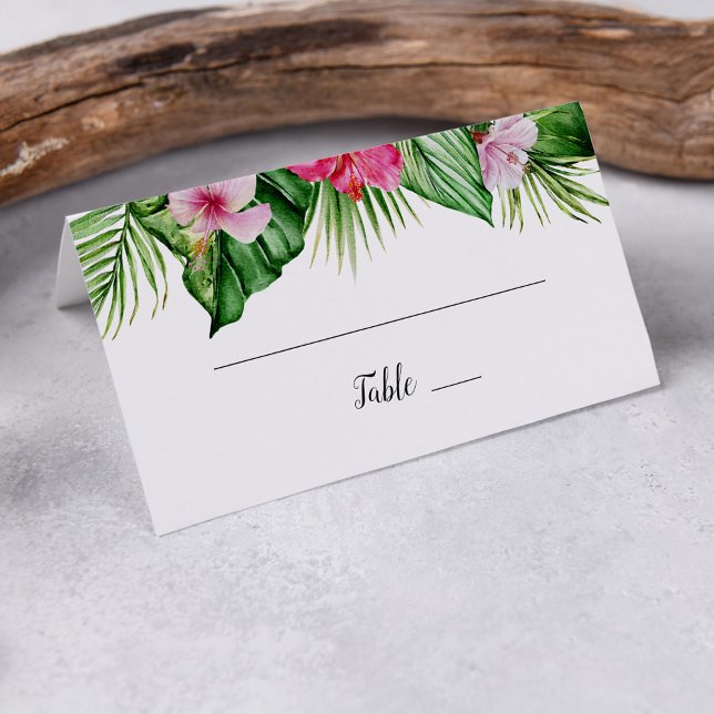 Tarjeta De Asiento Boda floral tropical acuática (Subido por el creador)