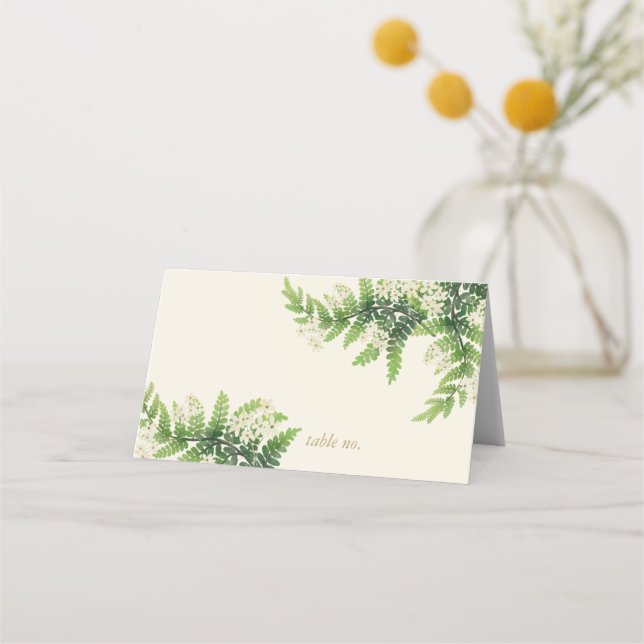 Tarjeta De Asiento Boda Flowns Ferns (Anverso)