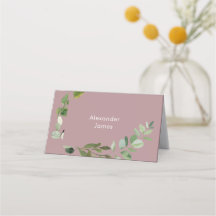 Boda Foliage simple Nombre personalizado Rosa polv
