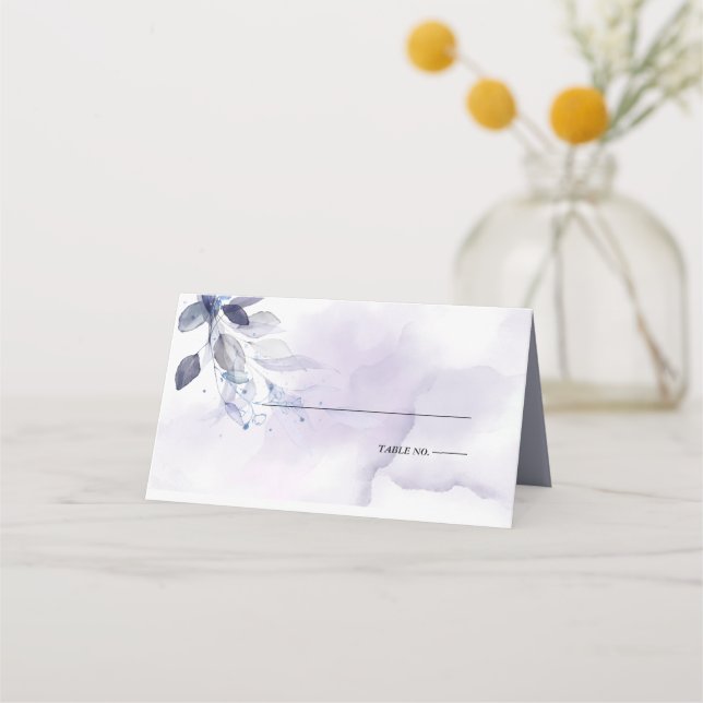 Tarjeta De Asiento Boda | Foliage violeta de acuarela rusa (Anverso)