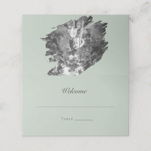 Tarjeta De Asiento Boda fotográfico de pincel moderno   Verde salvia