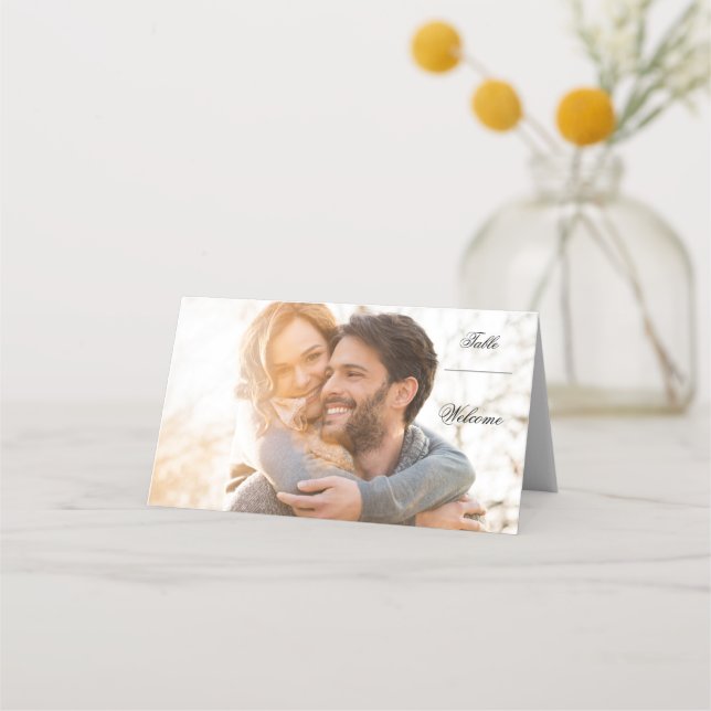 Tarjeta De Asiento Boda fotográfico personalizado (Reverso)